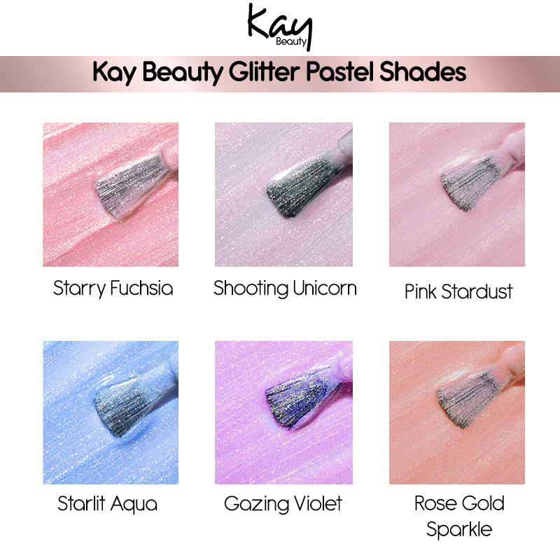 Kay Beauty Nail Nourish Glitter Pastel Nail Enamel Polish - Rose Gold Sparkle